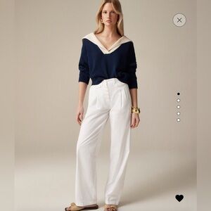 J. Crew White Pleated Button-Front Pants in Chino